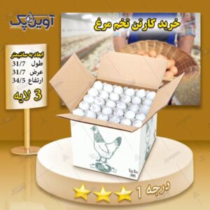 کارتن تخم مرغ سه لایه سفید درجه 1 درب باز